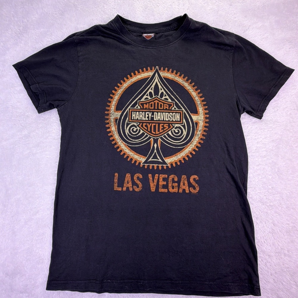 Vintage Harley Davidson Men's‎ Large 100% Cotton T-Shirt Las Vegas, NV Worn Y2K
